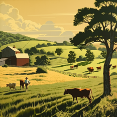 pastoral farm scene