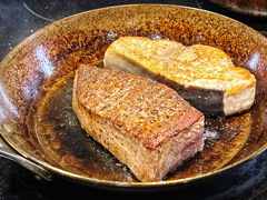 Fresh tuna steak and swordfish